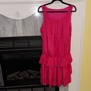 Chic Sleeveless Pink Ruffle Dress